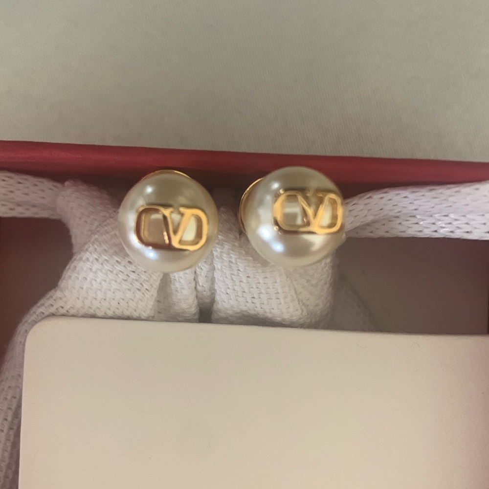 COPY - Valentino Garavani Logo Earrings 1.5 x1.5 mm Brand New never worn. Authe…